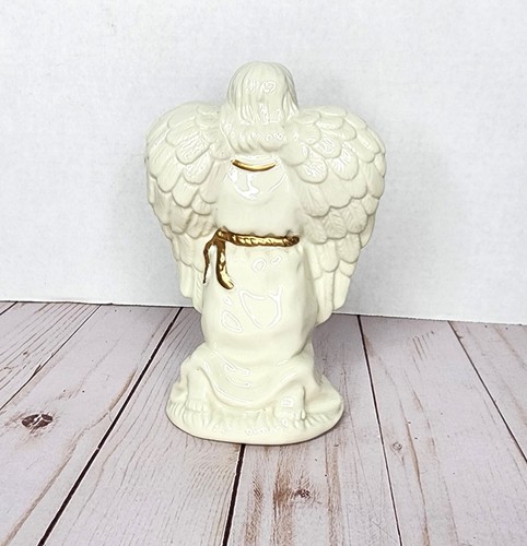 Angel Kneeling Nativity Figurine Replacement White Gold 7" Holiday Time Vtg - Picture 5 of 7