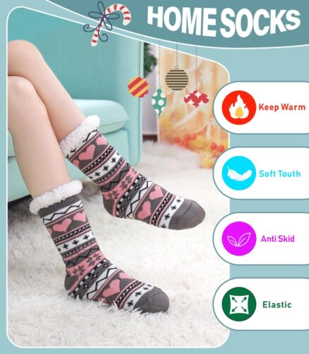 Slipper Socks for Women Fuzzy Non Slip Winter Thick Warm Soft Cozy Fleece Lin... - Picture 2 of 7
