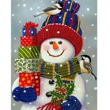 Snowman with Gifts Present Diamond Painting Art Kit 5D Full Drill Round US Sell