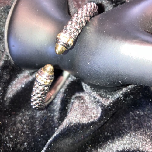 Lagos Signature Caviar Beaded Sterling Silver and 14k Gold Torque Bracelet