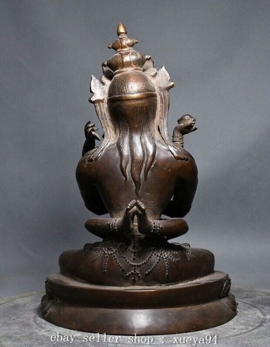 Estatua de Buda Vajradhara Vajrabhairava Yab-Yum de bronce de China antigua de 11,8". - Imagen 8 de 9