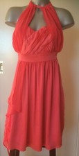 Out With Evie little orange red chiffon summer party evening dress - AUS 8
