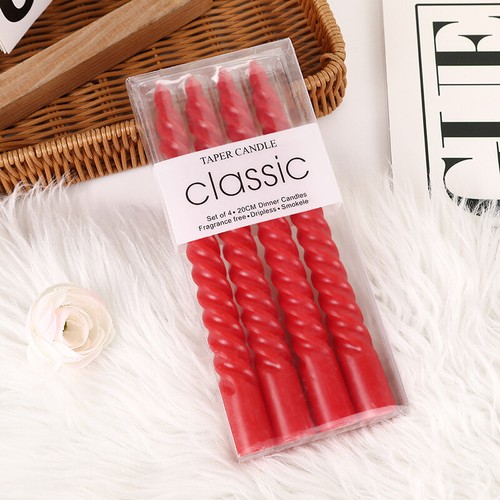 4 Pcs Threaded Color Spiral Taper Candles Fireplace Smokeless Tall Thin Pole S❤S - Picture 17 of 18