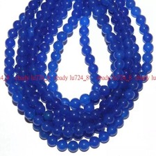 Natural Jewelry 4/6/8/10/12/14mm Blue Jade Gemstone Round Loose Beads 15" Strand