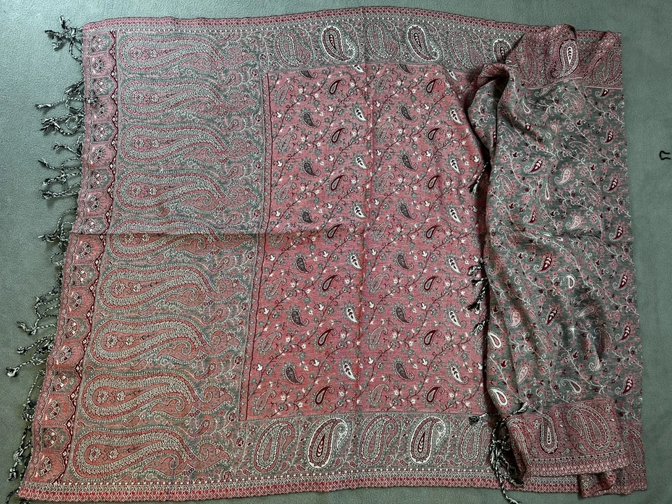 NEW Scarf Womens STOLE long Wrap Fringe Shawl Indian PINK Reversible scarves US - Image 3 of 4