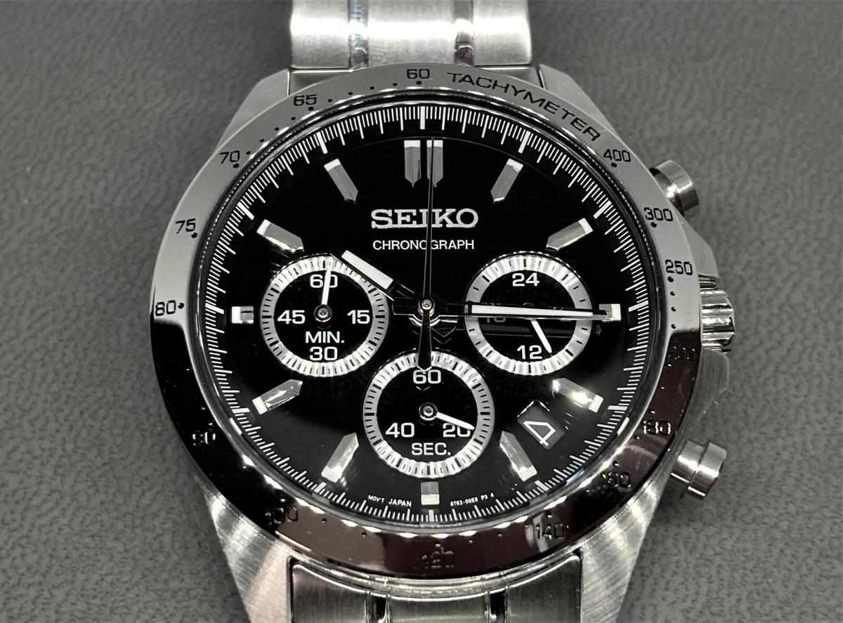 New SEIKO Spirit Chronograph Men s Wristwatch Watch Black SBTR013