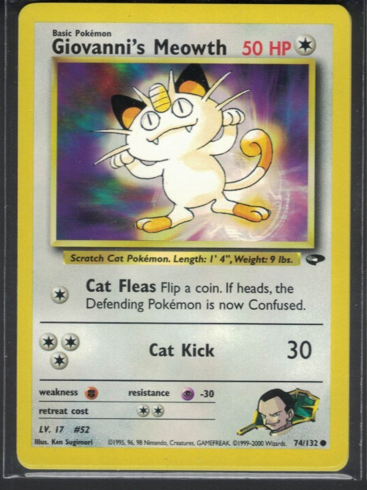 Pokemon Gym Challenge Giovanni's Meowth 74/132 Common LP