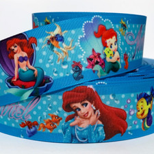GROSGRAIN RIBBON 5/8", 7/8",1.5", 3" Little Mermaid Princess Printed USA Seller