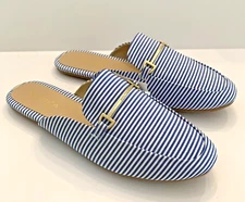 Nautica LaBella Womens 8 Blue & White Striped Mules - New