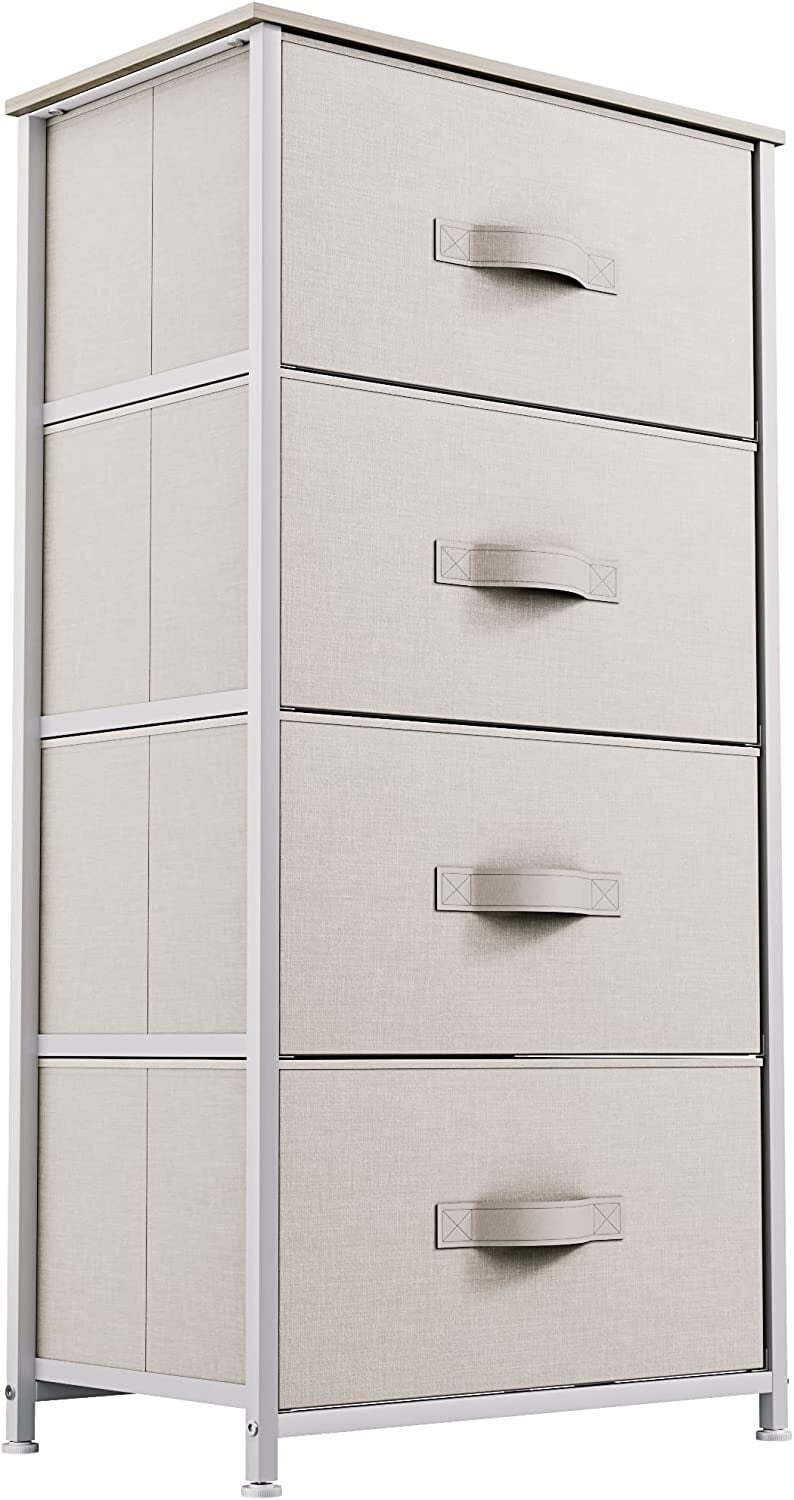 4-Drawer Fabric Dresser, Furniture Storage Tower Cabinet, Or