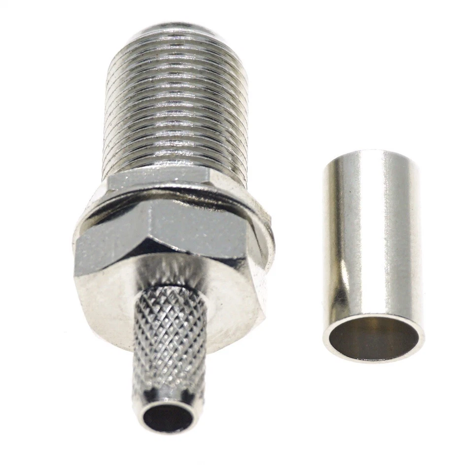 12X F female Crimp RF Connector For LMR195 RG58 RG400 RG142 coaxial Cable 75ohm - Image 3 of 3