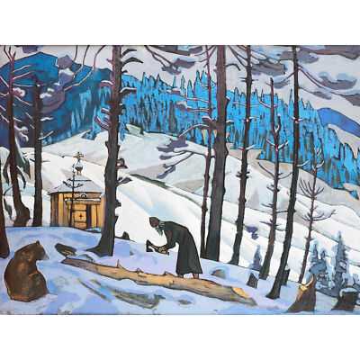 Roerich Sait Sergius Baumeister Symbolik Gemälde großer Leinwand Kunstdruck