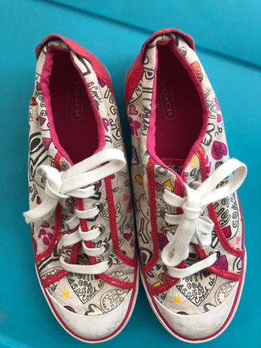 Coach Leatherware Women Poppy Barrett Sneakers Lace-Up Shoe F0007 Size 9 Pre Own