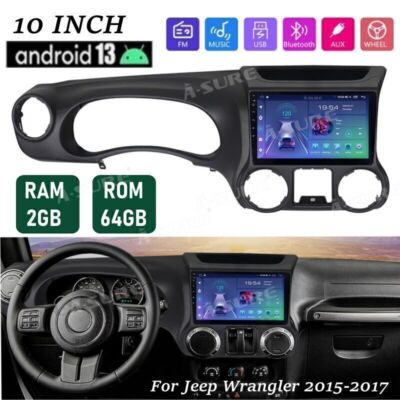 2+64GB For Jeep Wrangler 2015-2017 Car Radio Stereo CarPlay Android 14 GPS Navi