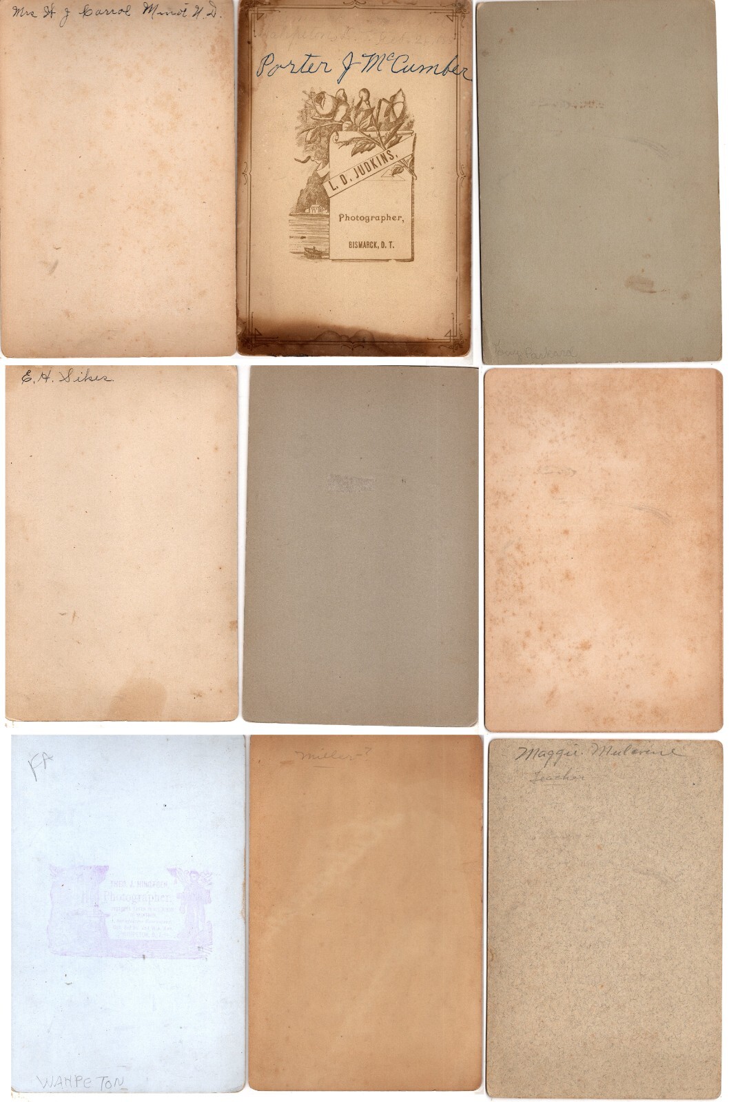 1800s Cards Wahpeton & Minot & Oakes & Bismarck North Dakota