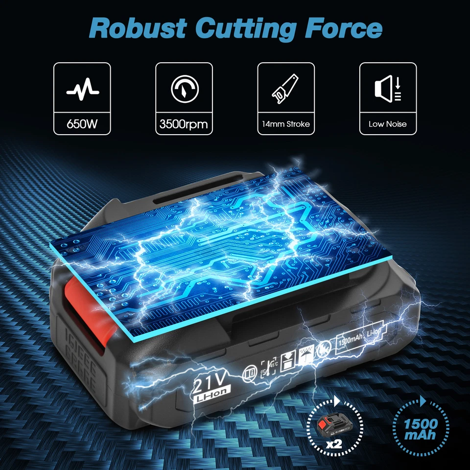 Cordless Recipro Saw 3500RPM Tool-Free Blade Change with 4Pcs Blades 2 Batteries - image 4 of 4