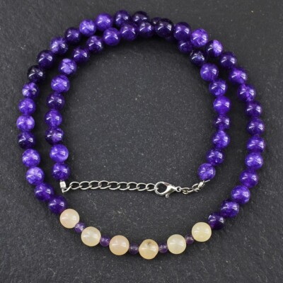 Schillerndes Design Amethyst & Aventurin 241,00 kt Perlenkette VK 19 E584