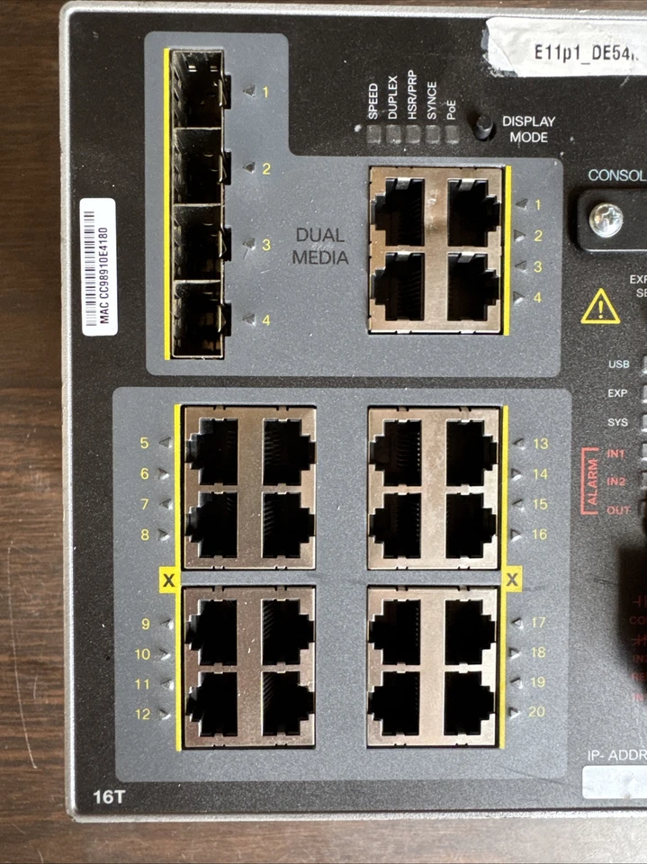 Cisco IE-4000-16T4G-E 16 Ethernet Ports & 4 Combo Gigabit Sfp Ports - Image 3 of 4