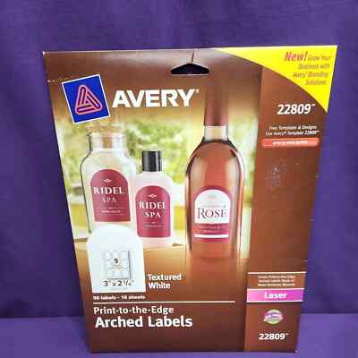 Avery Textured Arched Easy Peel Labels, 3 x 2-1/4, White, 90/Pack (AVE22809) New