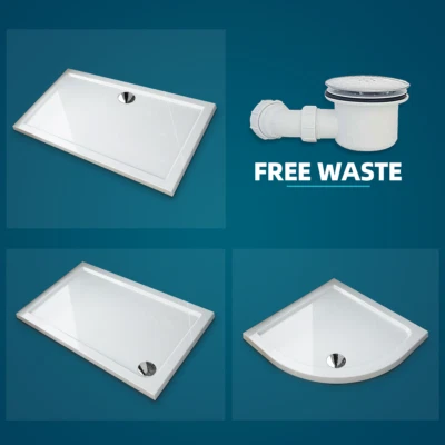 Stone Quadrant/Square/Rectangle Tray For Shower Enclosure Glass Door Free Waste