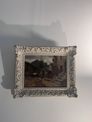 Ölgemälde - Emil Christian Rosenstand - Signiert - Häuser, Bäume,Person /Gerahmt