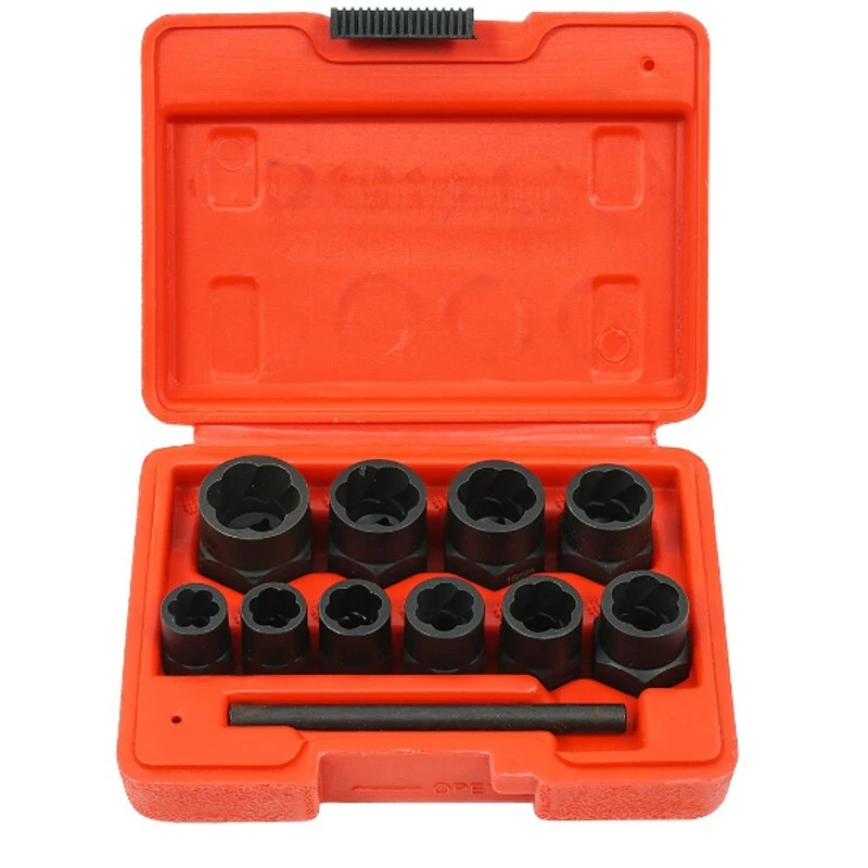 Set Bussole Estrattori Dadi Bulloni Danneggiati Professionali per Officina 10 Pz - Immagine 2 di 4