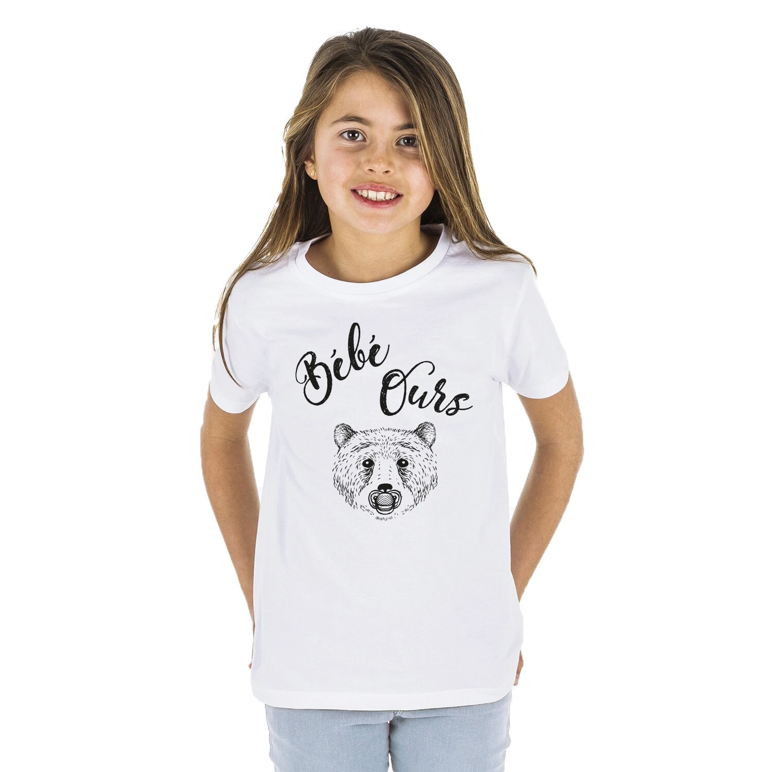Short Sleeve Girl T-Shirt BEBE OURS White Color