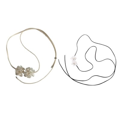 Simulation Flower Necklace Colored Pearls Clavicle Chains Adjustable Neckchain