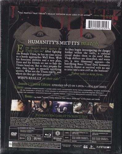 Attack on Titan Season Two Limited Edition (Blu-ray Disc/DVD, 2018, 4-Disc Set) - Picture 2 of 6