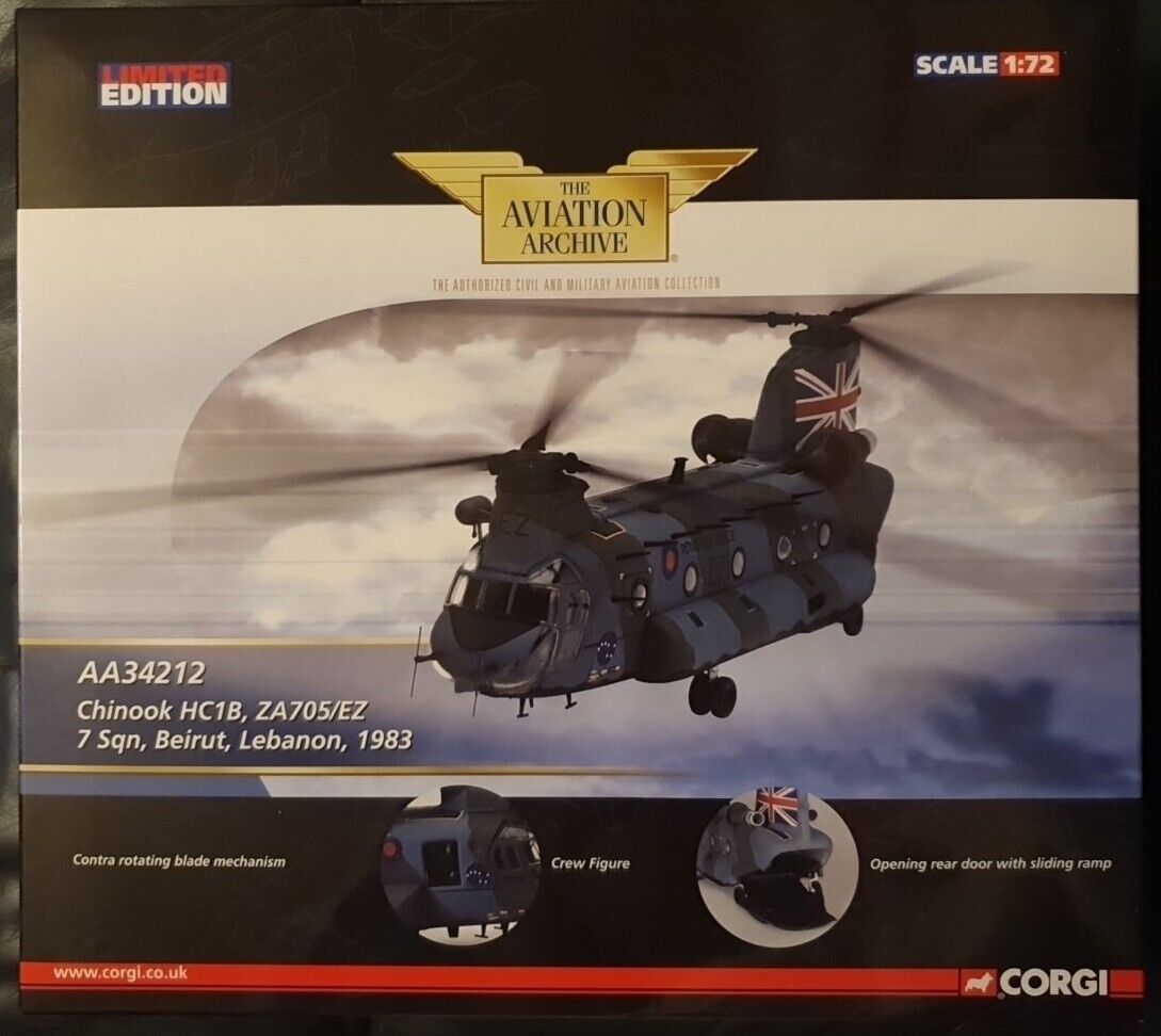 Corgi AVIATION ARCHIVE Chinook HC1B, ZA705/EZ 7 Sqn Beirut Lebanon 1983 AA34212 Corgi AVIATION ARCHIVE Chinook HC1B, ZA705/EZ 7 Sqn Beirut Lebanon 1983 AA34212