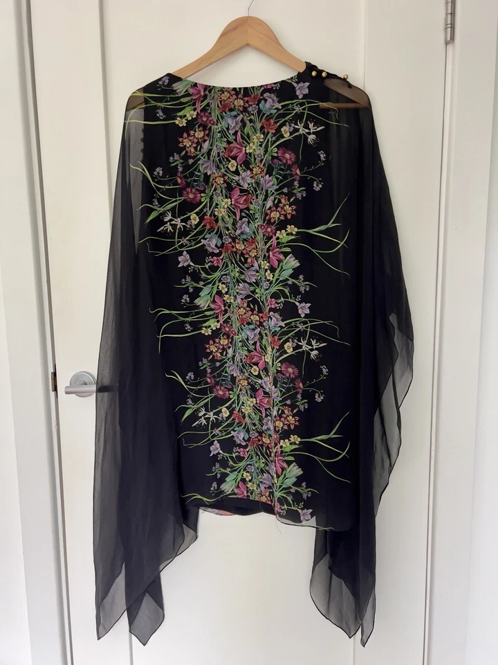 GUCCI women 100% silk floral dress with kimono sleeves size IT40 UK8 - Image 2 of 4