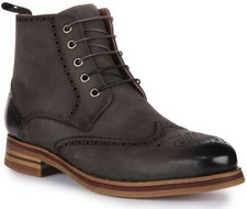 Justinreess England Reid Lace Up Brouge Ankle Mens Boots Grey US 6 - 12
