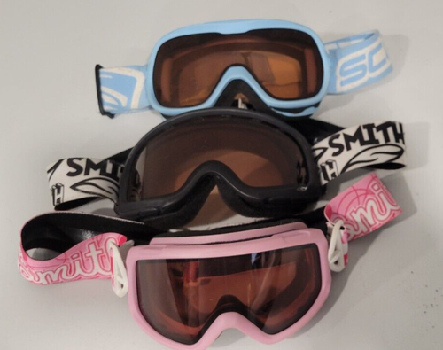 Lot of 3 Kids Ski Snowboarding Winter Goggles - Smith and Scott w/Orange Tint - Picture 2 of 6