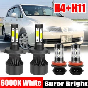 H4/9003+H11 pour Nissan Tiida 2007-2015 LED Feu de phare H/Bow Beam + Kit d'ampoules de brouillard