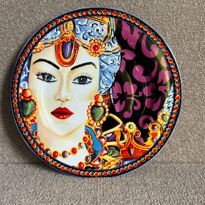 Baci Milano - großer dekorierter bunter Teller - Kommode - Keramik - Barock-Stil