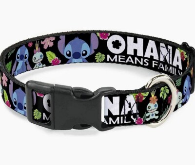 Buckle-Down Ohana Means Family/Stitch & Scrump Dog Pet Collar Small 8''-12''