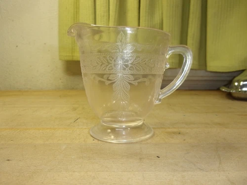 vintage macbeth evans depression glass creamer stippled rose band FREE SHIPPING