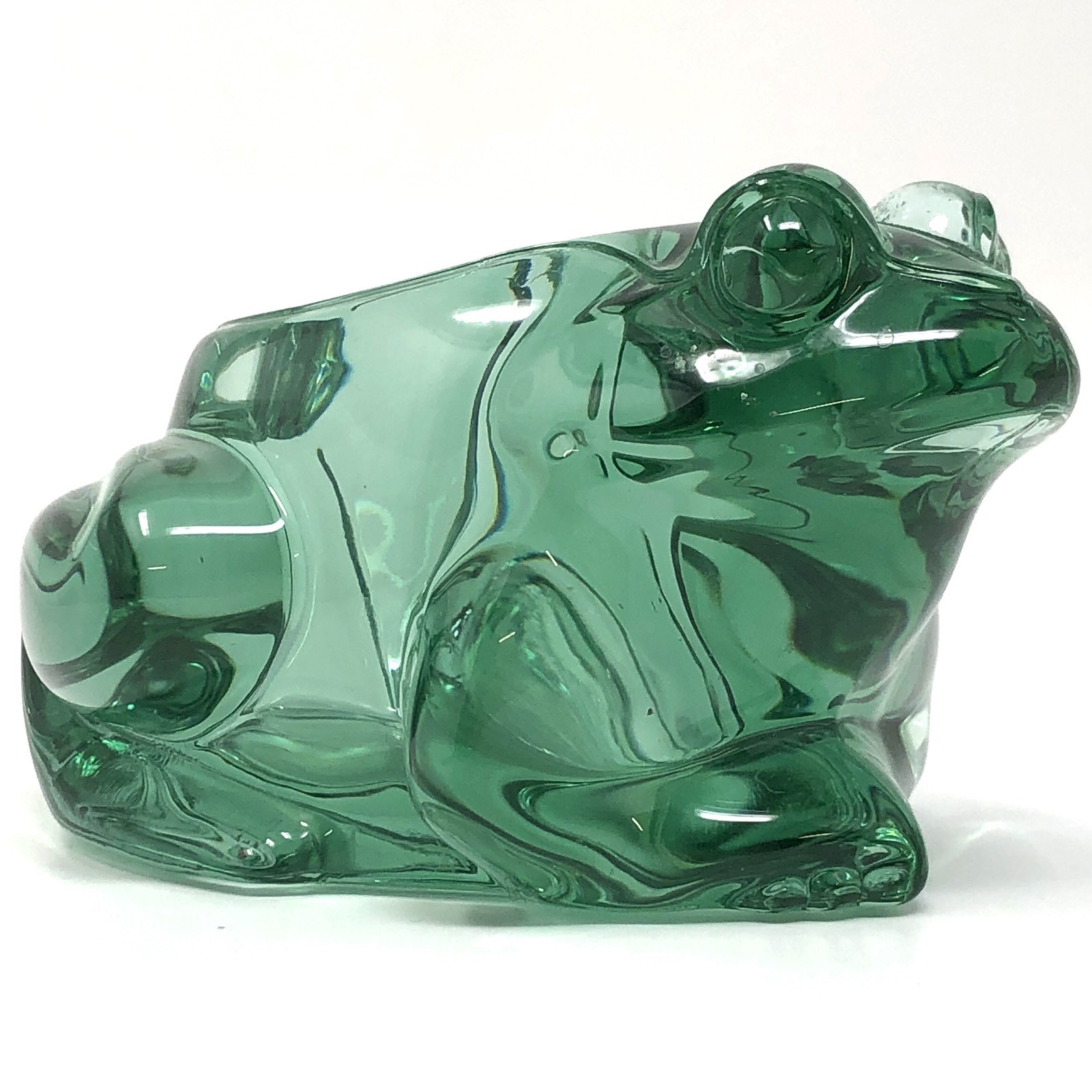 Vintage Indiana Glass Frog Votive Holder - Spanish Green 4.5" long 3" tall