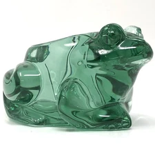 Vintage Indiana Glass Frog Votive Holder - Spanish Green 4.5" long 3" tall