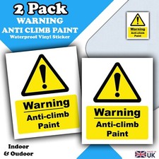 2-Pack Anti Climb Paint Warning Vinyl Sticker Signs - Waterproof - 110mm x 90mm