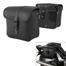 2x PU Leather Universal Motorcycle Side Saddle Bags Saddlebags Luggage Panier US