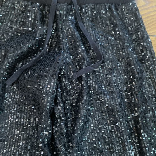 Justice Girls Black Sequence Pants Pull On Cuffed Size 10 EUC - Picture 3 of 6