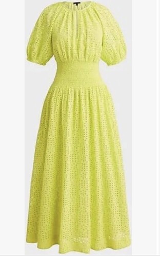 J CREW Provence Smocked-Waist midi Dress in Eyelet Size Small Lemon Sorbet color - 第 1/1 張圖片