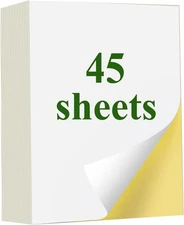 45 Sheets of Sticker Paper-White Matte Printable 8.5 x 11 | 45 Sheets, White 