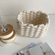(Cotton Rope Storage Basket White Simple Desktop Storage Organizer For Key