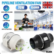 High Power Quiet In Line Loft Mounted Extractor Fan - Bath, Wet Room Shower 6"