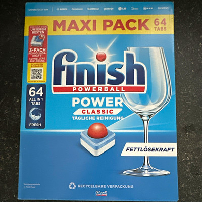 Finish Powerball Power Classic Spülmaschinentabs 64er Pack Fresh Fettlösekraft