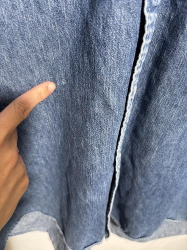 VTG Blue Denim Short Sleeve Button Up Top Mens XL John Ashford Classic Retro SEE - Picture 4 of 8