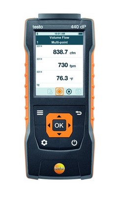 Testo 440 dP Air Velocity & IAQ Meter with Differential Pressure Sensor