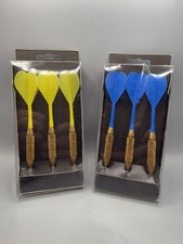 Vintage Dart Set Lot - Blue and Yellow Flights - Steel Tip - 21g